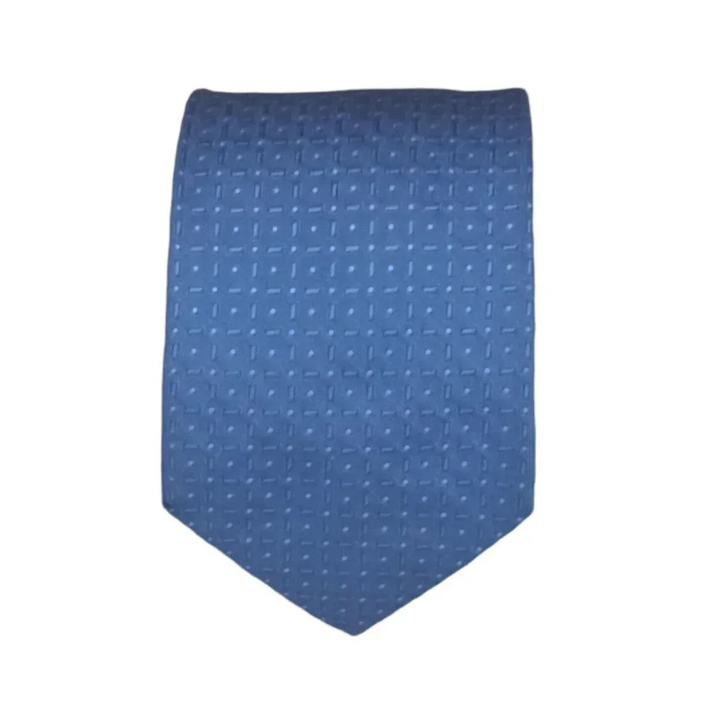 HUGO BOSS Blue Geometric Silk Tie ITALY 60